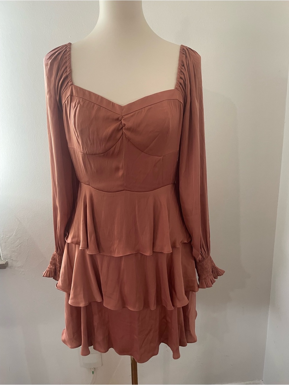 Altar'd State Dusty Rose Tiered Long-Sleeve Dress
